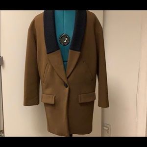 Zara navy lapel collar over coat. Size M